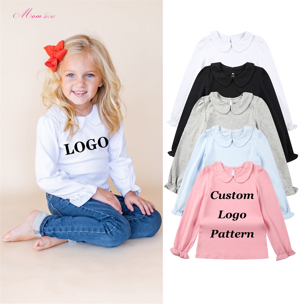 100% Cotton cíor-T-Léinte Kids Peter Pan Collar