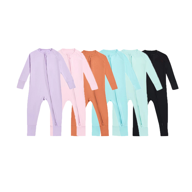 Bambú leanbh pajamas zipper cosán pitseámaí rómáns