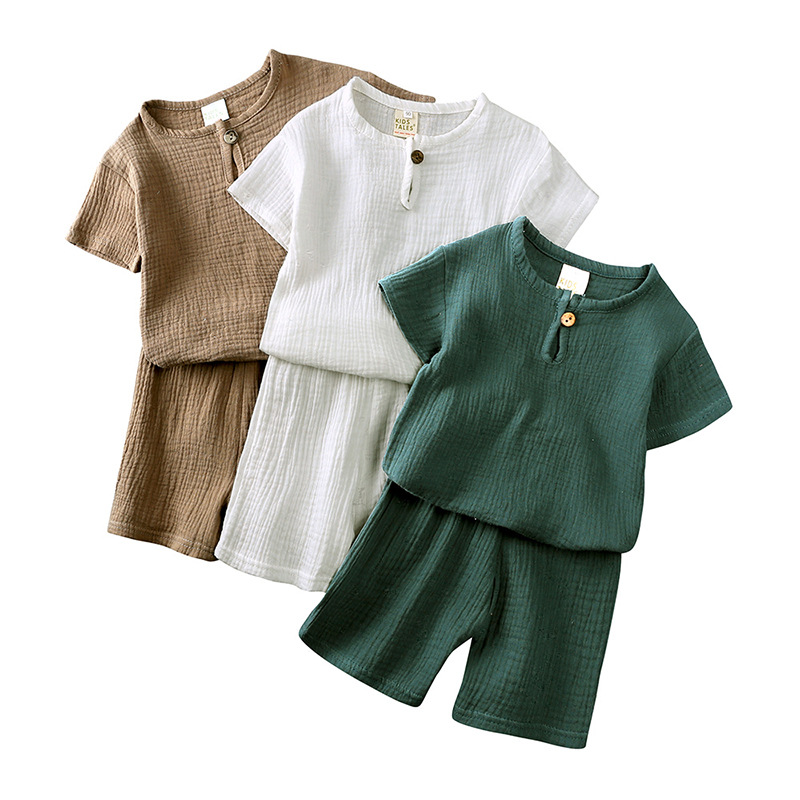 Culaith Muslin Lapadán Socraigh muinchille gearr neckline